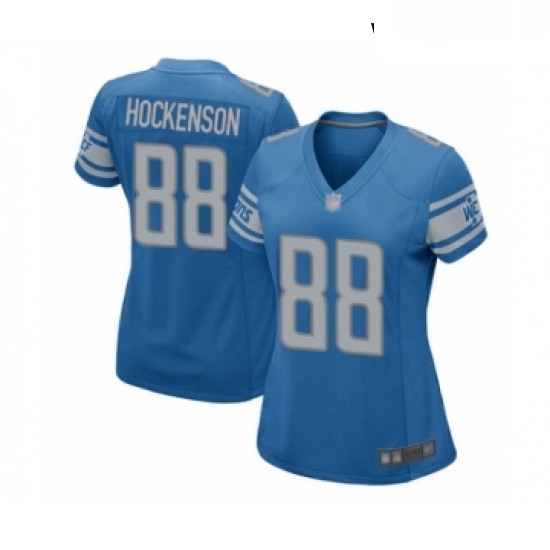 Womens Detroit Lions 88 TJ Hockenson Game Blue Team Color Football Jersey Womens Detroit Lions 88 TJ Hockenson Game Blue Team Color Football Jersey