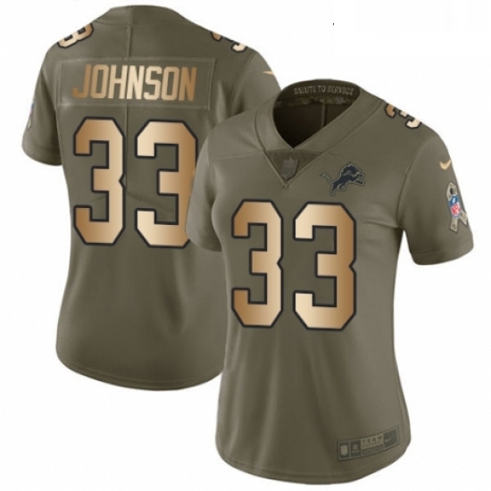 Womens Nike Detroit Lions 33 Kerryon Johnson Limited OliveGold Salute to Service NFL Jersey Womens Nike Detroit Lions 33 Kerryon Johnson Limited OliveGold Salute to Service NFL Jersey