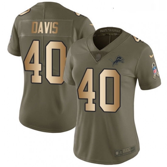 Womens Nike Detroit Lions 40 Jarrad Davis Limited OliveGold Salute to Service NFL Jersey Womens Nike Detroit Lions 40 Jarrad Davis Limited OliveGold Salute to Service NFL Jersey