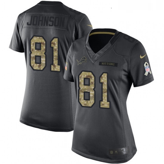 Womens Nike Detroit Lions 81 Calvin Johnson Limited Black 2016 Salute to Service NFL Jersey Womens Nike Detroit Lions 81 Calvin Johnson Limited Black 2016 Salute to Service NFL Jersey