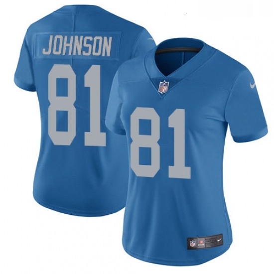 Womens Nike Detroit Lions 81 Calvin Johnson Limited Blue Alternate Vapor Untouchable NFL Jersey Womens Nike Detroit Lions 81 Calvin Johnson Limited Blue Alternate Vapor Untouchable NFL Jersey