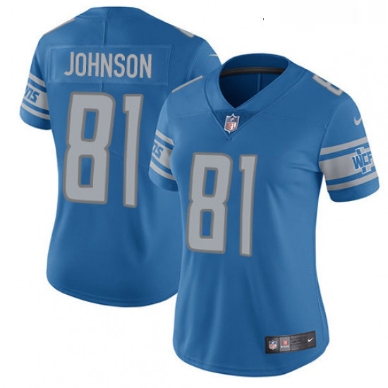 Womens Nike Detroit Lions 81 Calvin Johnson Limited Light Blue Team Color Vapor Untouchable NFL Jersey Womens Nike Detroit Lions 81 Calvin Johnson Limited Light Blue Team Color Vapor Untouchable NFL Jersey