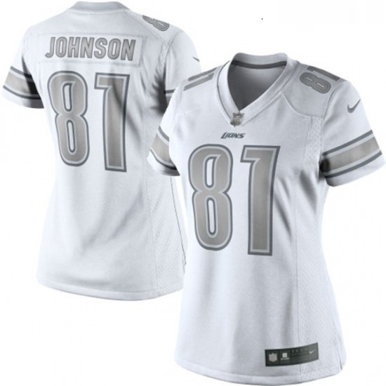 Womens Nike Detroit Lions 81 Calvin Johnson Limited White Platinum NFL Jersey Womens Nike Detroit Lions 81 Calvin Johnson Limited White Platinum NFL Jersey