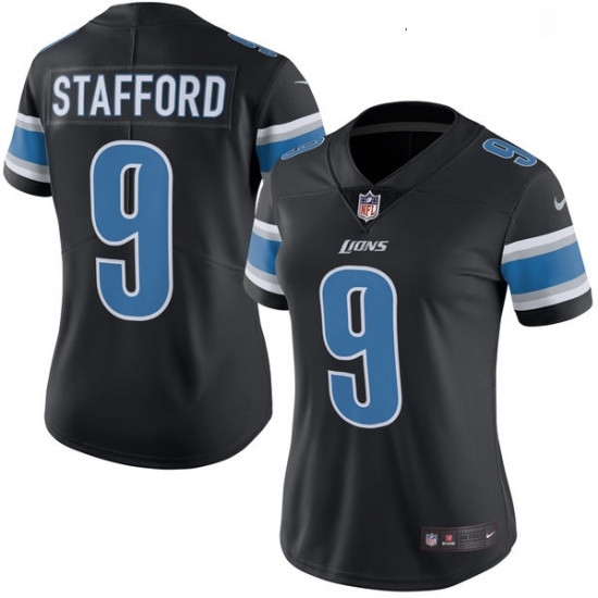Womens Nike Detroit Lions 9 Matthew Stafford Limited Black Rush Vapor Untouchable NFL Jersey Womens Nike Detroit Lions 9 Matthew Stafford Limited Black Rush Vapor Untouchable NFL Jersey
