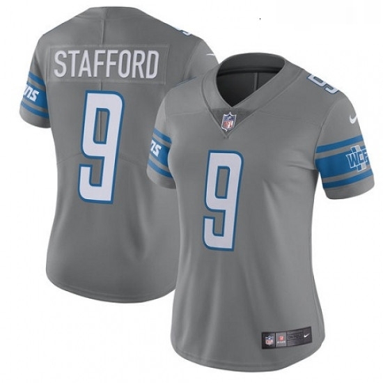 Womens Nike Detroit Lions 9 Matthew Stafford Limited Steel Rush Vapor Untouchable NFL Jersey Womens Nike Detroit Lions 9 Matthew Stafford Limited Steel Rush Vapor Untouchable NFL Jersey
