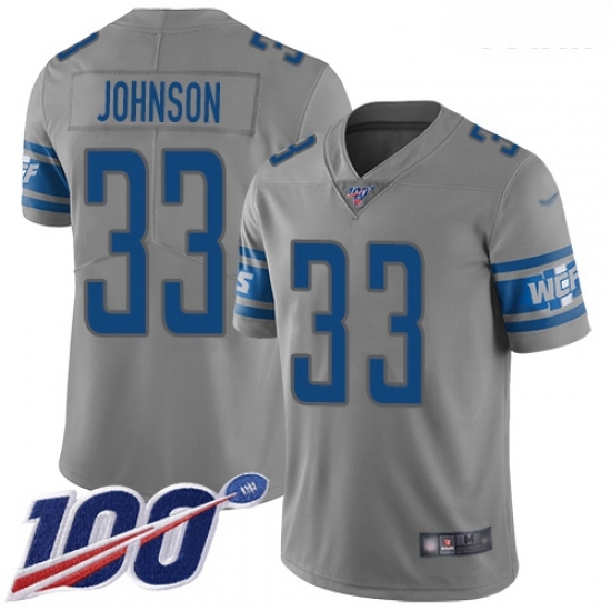 Lions #33 Kerryon Johnson Gray Youth Stitched Football Limited Inverted Legend 100th Season Jersey Lions #33 Kerryon Johnson Gray Youth Stitched Football Limited Inverted Legend 100th Season Jersey