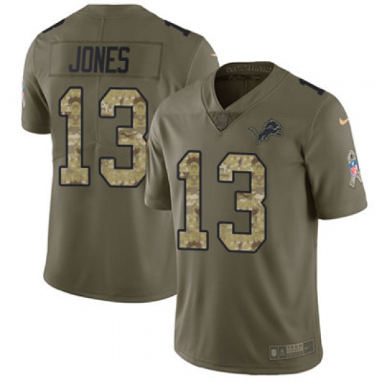 Youth Nike Lions #13 T J Jones Olive Camo Stitched NFL Limited 2017 Salute to Service Jersey Youth Nike Lions #13 T J Jones Olive Camo Stitched NFL Limited 2017 Salute to Service Jersey