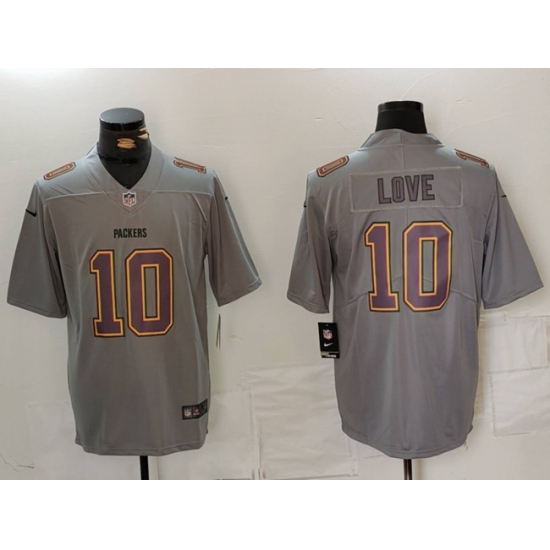 Men Green Bay Packers 10 Jordan Love Grey Atmosphere Fashion Stitched Football Jersey Men Green Bay Packers 10 Jordan Love Grey Atmosphere Fashion Stitched Football Jersey
