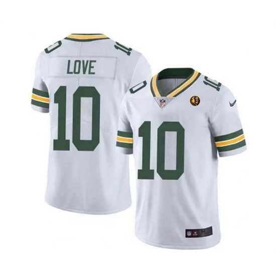 Men Green Bay Packers 10 Jordan Love White Vapor Limited Throwback Stitched Football Jersey Men Green Bay Packers 10 Jordan Love White Vapor Limited Throwback Stitched Football Jersey