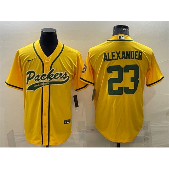Men Green Bay Packers 23 Jaire Alexander Gold With Patch Cool Base Stitched Baseball Jersey Men Green Bay Packers 23 Jaire Alexander Gold With Patch Cool Base Stitched Baseball Jersey