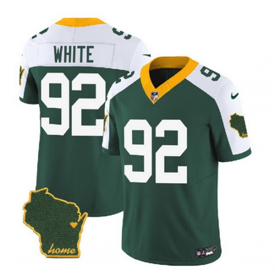 Men Green Bay Packers 92 Reggie White Green White 2023 F U S E Home Patch Vapor Untouchable Limited Stitched Jersey Men Green Bay Packers 92 Reggie White Green White 2023 F U S E Home Patch Vapor Untouchable Limited Stitched Jersey