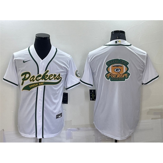 Men Green Bay Packers White Team Big Logo With Patch Cool Base Stitched Baseb Men Green Bay Packers White Team Big Logo With Patch Cool Base Stitched Baseb