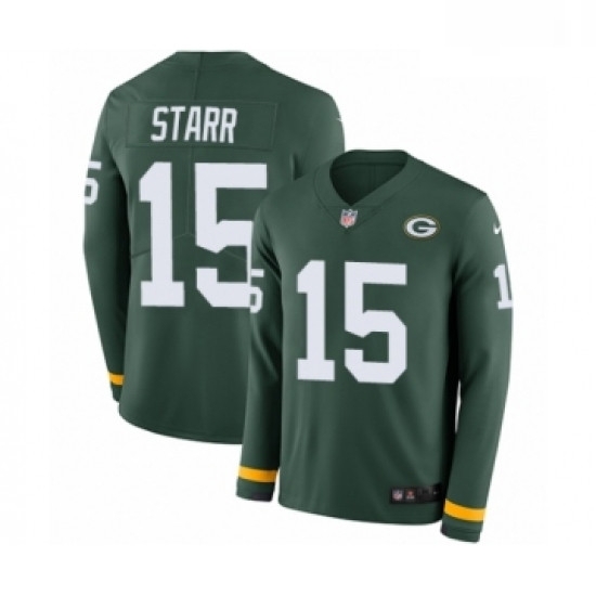Men Nike Green Bay Packers 15 Bart Starr Limited Green Therma Long Sleeve NFL Jersey Men Nike Green Bay Packers 15 Bart Starr Limited Green Therma Long Sleeve NFL Jersey