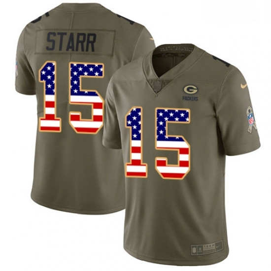 Men Nike Green Bay Packers 15 Bart Starr Limited OliveUSA Flag 2017 Salute to Service NFL Jersey Men Nike Green Bay Packers 15 Bart Starr Limited OliveUSA Flag 2017 Salute to Service NFL Jersey