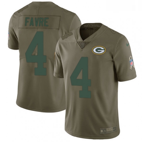 Men Nike Green Bay Packers 4 Brett Favre Limited Olive 2017 Salute to Service NFL Jersey Men Nike Green Bay Packers 4 Brett Favre Limited Olive 2017 Salute to Service NFL Jersey