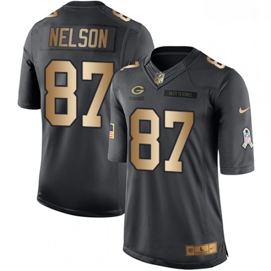 Men Nike Green Bay Packers 87 Jordy Nelson Limited BlackGold Salute to Service NFL Jersey Men Nike Green Bay Packers 87 Jordy Nelson Limited BlackGold Salute to Service NFL Jersey