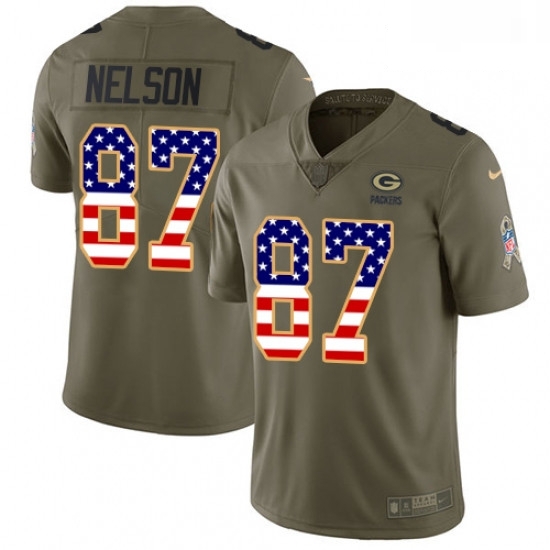 Men Nike Green Bay Packers 87 Jordy Nelson Limited OliveUSA Flag 2017 Salute to Service NFL Jersey Men Nike Green Bay Packers 87 Jordy Nelson Limited OliveUSA Flag 2017 Salute to Service NFL Jersey