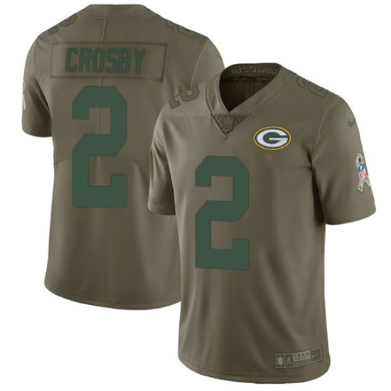 Nike Packers #2 Mason Crosby Olive Mens Stitched NFL Limited 2017 Salute To Service Jersey Nike Packers #2 Mason Crosby Olive Mens Stitched NFL Limited 2017 Salute To Service Jersey