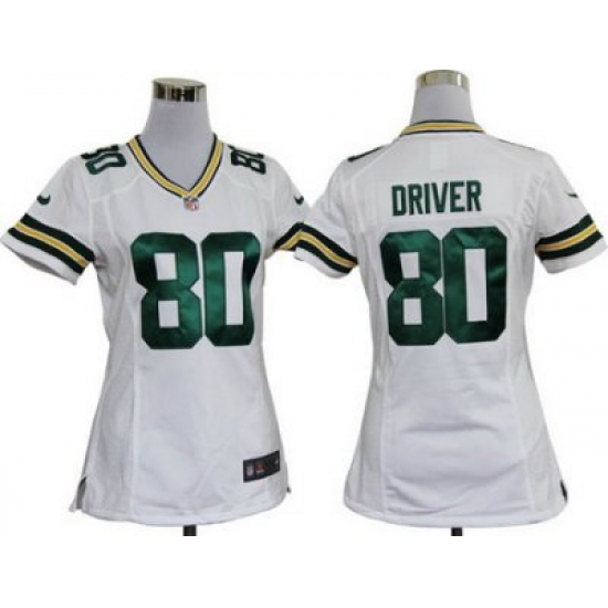 Women Green Bay Packers 80# Donald Driver White Jerseys Women Green Bay Packers 80# Donald Driver White Jerseys