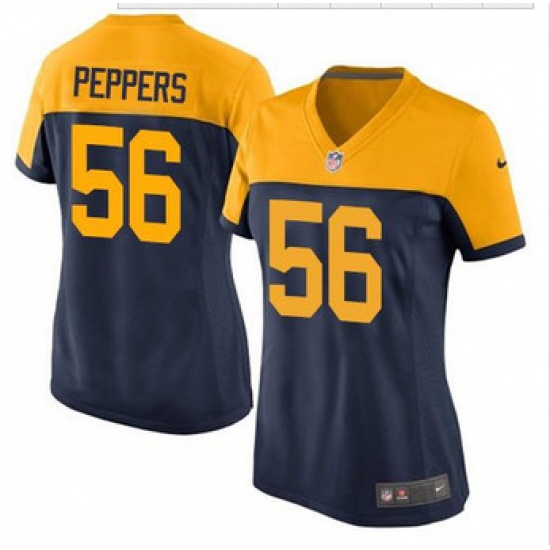 Women New Green Bay Packers #56 Julius Peppers Navy Blue Alternate Stitched NFL New Elite Jersey Women New Green Bay Packers #56 Julius Peppers Navy Blue Alternate Stitched NFL New Elite Jersey
