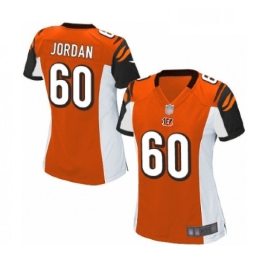 Womens Cincinnati Bengals 60 Michael Jordan Game Orange Alternate Football Jersey Womens Cincinnati Bengals 60 Michael Jordan Game Orange Alternate Football Jersey
