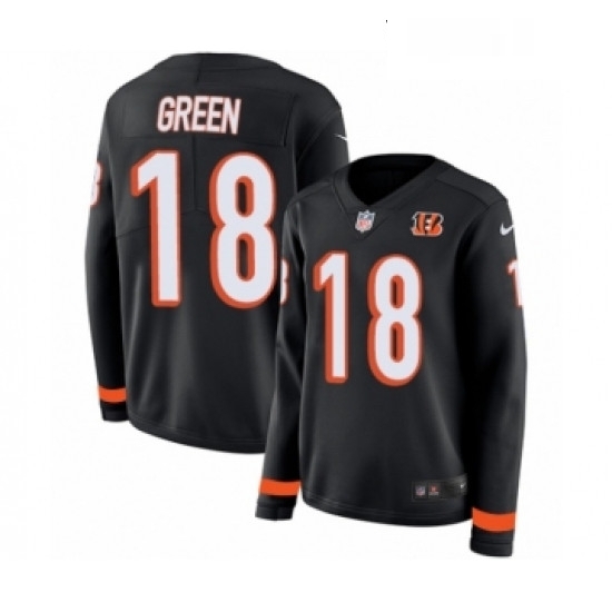 Womens Nike Cincinnati Bengals 18 AJ Green Limited Black Therma Long Sleeve NFL Jersey Womens Nike Cincinnati Bengals 18 AJ Green Limited Black Therma Long Sleeve NFL Jersey