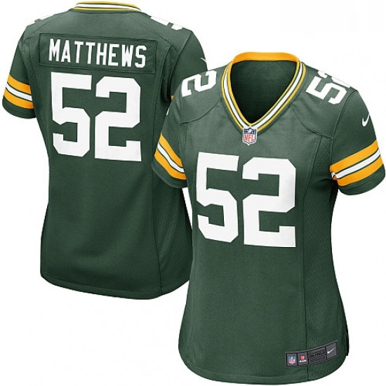 Womens Nike Green Bay Packers 52 Clay Matthews Game Green Team Color NFL Jersey Womens Nike Green Bay Packers 52 Clay Matthews Game Green Team Color NFL Jersey