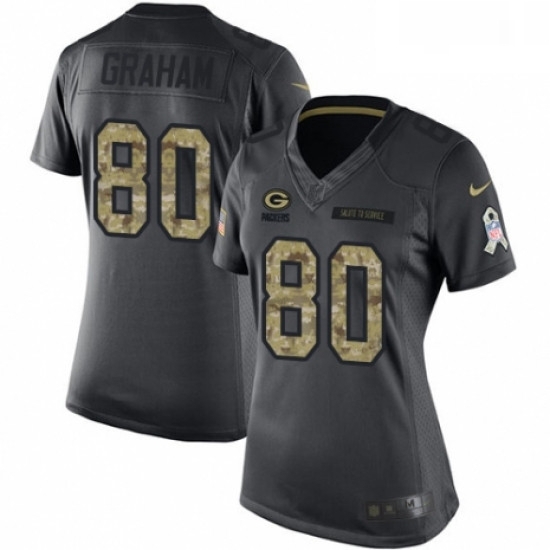 Womens Nike Green Bay Packers 80 Jimmy Graham Limited Black 2016 Salute to Service NFL Jersey Womens Nike Green Bay Packers 80 Jimmy Graham Limited Black 2016 Salute to Service NFL Jersey