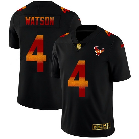 Houston Texans 4 Deshaun Watson Men Black Nike Red Orange Stripe Vapor Limited NFL Jersey Houston Texans 4 Deshaun Watson Men Black Nike Red Orange Stripe Vapor Limited NFL Jersey
