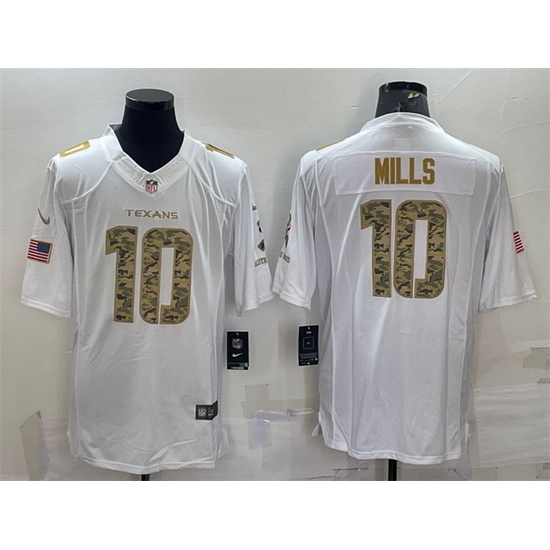 Men Houston Texans 10 Davis Mills White Camo Salute To Service Limited Stitched Jersey Men Houston Texans 10 Davis Mills White Camo Salute To Service Limited Stitched Jersey