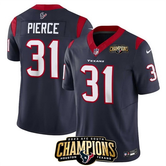 Men Houston Texans 31 Dameon Pierce Navy 2023 F U S E AFC South Champions Patch Vapor Untouchable Limited Stitched Football Jersey Men Houston Texans 31 Dameon Pierce Navy 2023 F U S E AFC South Champions Patch Vapor Untouchable Limited Stitched Football Jersey