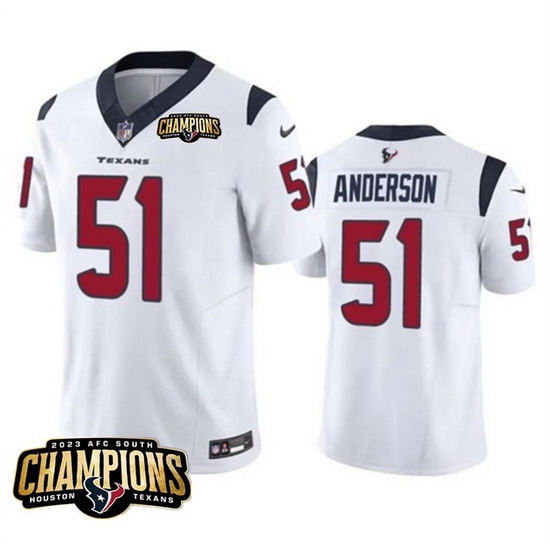 Men Houston Texans 51 Will Anderson Jr White 2023 F U S E AFC South Champions Patch Vapor Untouchable Limited Stitched Football Jersey Men Houston Texans 51 Will Anderson Jr White 2023 F U S E AFC South Champions Patch Vapor Untouchable Limited Stitched Football Jersey