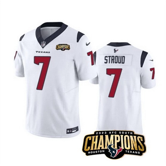 Men Houston Texans 7 C J Stroud White 2023 F U S E AFC South Champions Patch Vapor Untouchable Limited Stitched Football Jersey Men Houston Texans 7 C J Stroud White 2023 F U S E AFC South Champions Patch Vapor Untouchable Limited Stitched Football Jersey