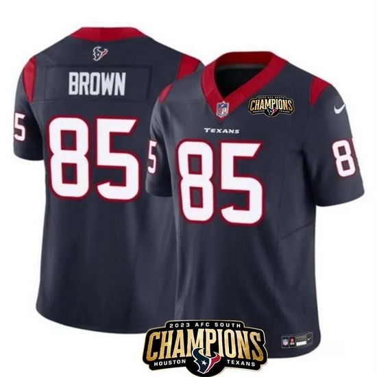 Men Houston Texans 85 Noah Brown Navy 2023 F U S E AFC South Champions Patch Vapor Untouchable Limited Stitched Football Jersey Men Houston Texans 85 Noah Brown Navy 2023 F U S E AFC South Champions Patch Vapor Untouchable Limited Stitched Football Jersey