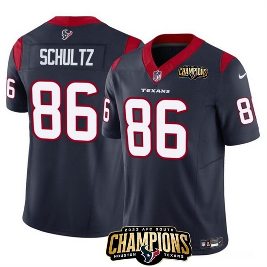 Men Houston Texans 86 Dalton Schultz Navy 2023 F U S E AFC South Champions Patch Vapor Untouchable Limited Stitched Football Jersey Men Houston Texans 86 Dalton Schultz Navy 2023 F U S E AFC South Champions Patch Vapor Untouchable Limited Stitched Football Jersey