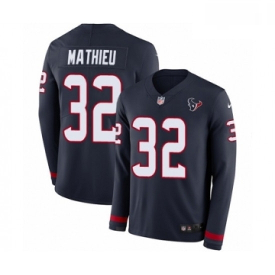 Men Nike Houston Texans 32 Tyrann Mathieu Limited Navy Blue Therma Long Sleeve NFL Jersey Men Nike Houston Texans 32 Tyrann Mathieu Limited Navy Blue Therma Long Sleeve NFL Jersey