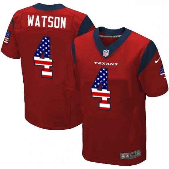 Men Nike Houston Texans 4 Deshaun Watson Elite Red Alternate USA Flag Fashion NFL Jersey Men Nike Houston Texans 4 Deshaun Watson Elite Red Alternate USA Flag Fashion NFL Jersey