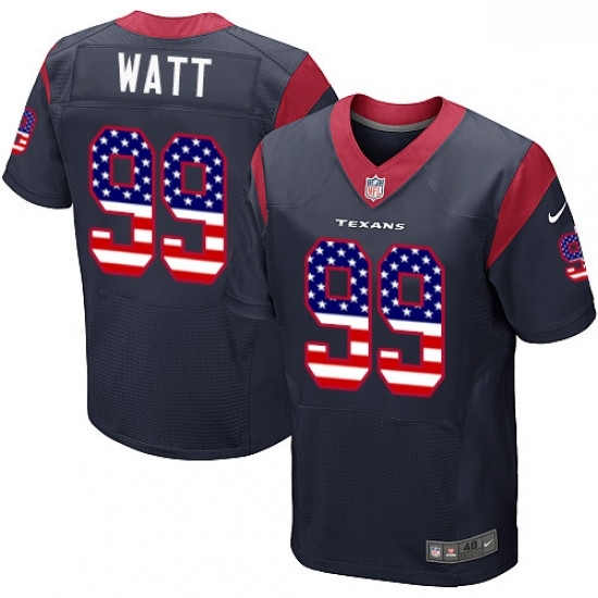 Men Nike Houston Texans 99 JJ Watt Elite Navy Blue Home USA Flag Fashion NFL Jersey Men Nike Houston Texans 99 JJ Watt Elite Navy Blue Home USA Flag Fashion NFL Jersey