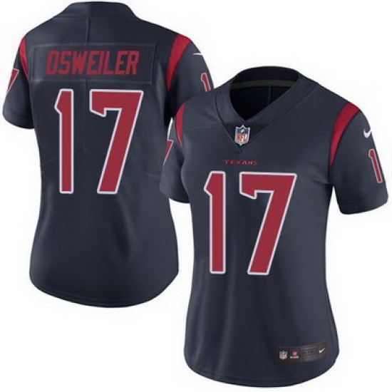 Nike Texans #17 Brock Osweiler Navy Blue Womens Stitched NFL Limited Rush Jersey Nike Texans #17 Brock Osweiler Navy Blue Womens Stitched NFL Limited Rush Jersey