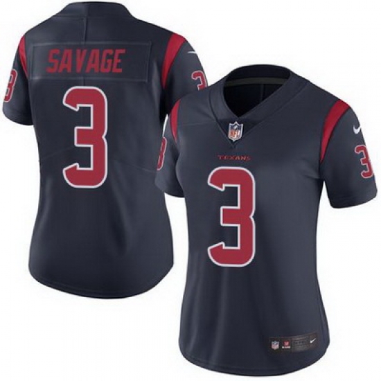 Nike Texans #3 Tom Savage Navy Blue Womens Stitched NFL Limited Rush Jersey Nike Texans #3 Tom Savage Navy Blue Womens Stitched NFL Limited Rush Jersey