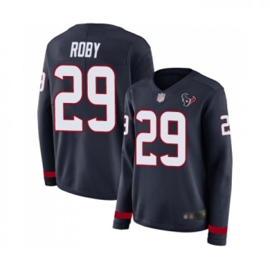 Womens Houston Texans 29 Bradley Roby Limited Navy Blue Therma Long Sleeve Football Jersey Womens Houston Texans 29 Bradley Roby Limited Navy Blue Therma Long Sleeve Football Jersey