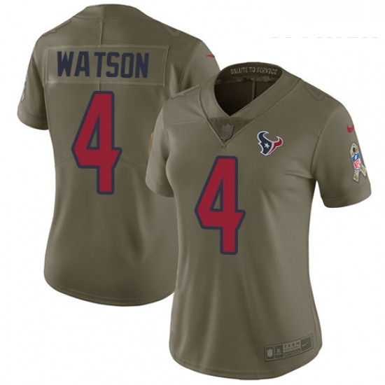 Womens Nike Houston Texans 4 Deshaun Watson Limited Olive 2017 Salute to Service NFL Jersey Womens Nike Houston Texans 4 Deshaun Watson Limited Olive 2017 Salute to Service NFL Jersey