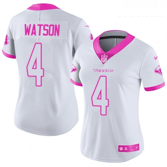 Womens Nike Houston Texans 4 Deshaun Watson Limited WhitePink Rush Fashion NFL Jersey Womens Nike Houston Texans 4 Deshaun Watson Limited WhitePink Rush Fashion NFL Jersey