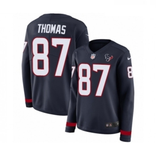 Womens Nike Houston Texans 87 Demaryius Thomas Limited Navy Blue Therma Long Sleeve NFL Jersey Womens Nike Houston Texans 87 Demaryius Thomas Limited Navy Blue Therma Long Sleeve NFL Jersey
