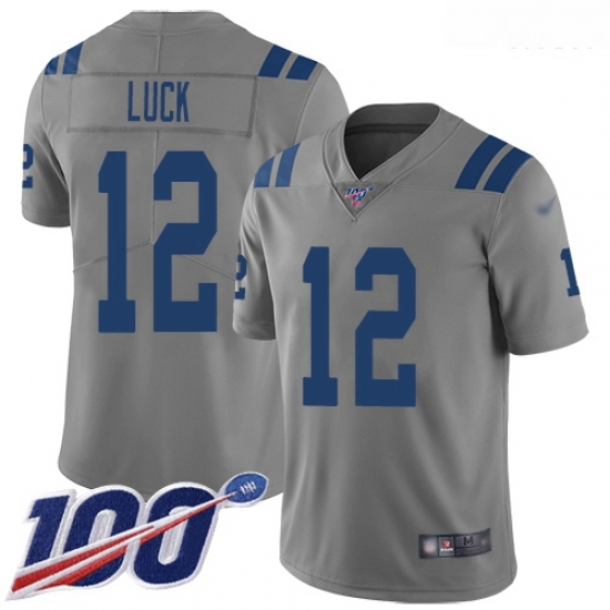 Colts 12 Andrew Luck Gray Men Stitched Football Limited Inverted Legend 100th Season Jersey Colts 12 Andrew Luck Gray Men Stitched Football Limited Inverted Legend 100th Season Jersey
