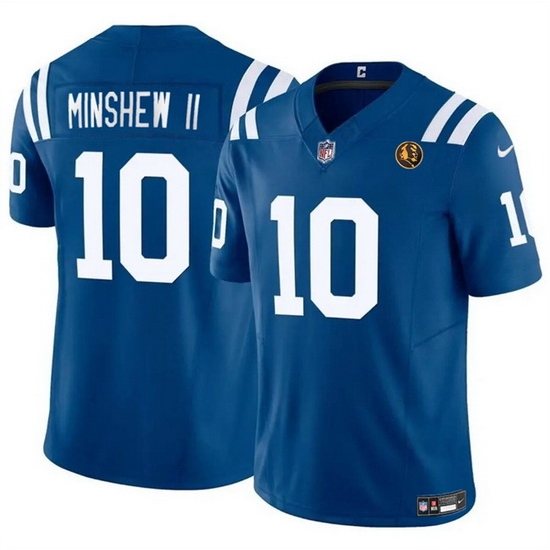 Men Indianapolis Colts 10 Gardner Minshew Blue 2023 F U S E With John Madden Patch Vapor Limited Stitched Football Jersey Men Indianapolis Colts 10 Gardner Minshew Blue 2023 F U S E With John Madden Patch Vapor Limited Stitched Football Jersey
