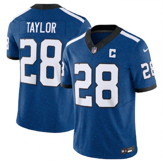 Men Indianapolis Colts 28 Jonathan Taylor Royal 2023 F U S E Indiana Nights Limited Stitched Football Jersey Men Indianapolis Colts 28 Jonathan Taylor Royal 2023 F U S E Indiana Nights Limited Stitched Football Jersey