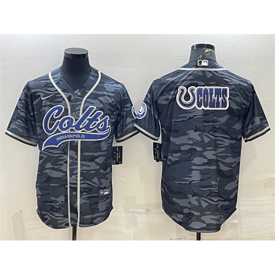 Men Indianapolis Colts Grey Camo Team Big Logo With Patch Cool Base Stitched Baseball Jersey Men Indianapolis Colts Grey Camo Team Big Logo With Patch Cool Base Stitched Baseball Jersey