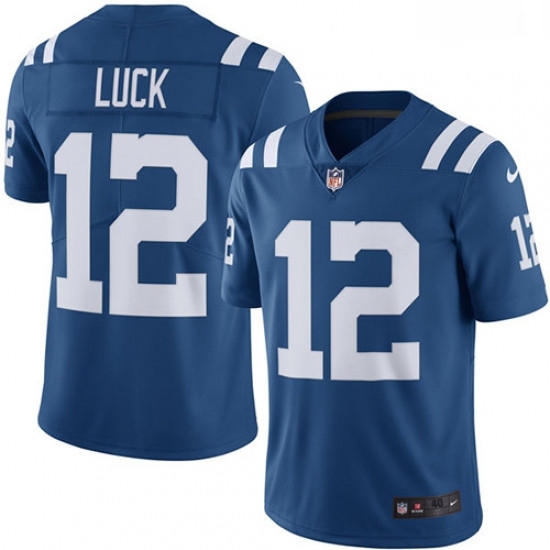 Men Nike Indianapolis Colts 12 Andrew Luck Limited Royal Blue Rush Vapor Untouchable NFL Jersey Men Nike Indianapolis Colts 12 Andrew Luck Limited Royal Blue Rush Vapor Untouchable NFL Jersey