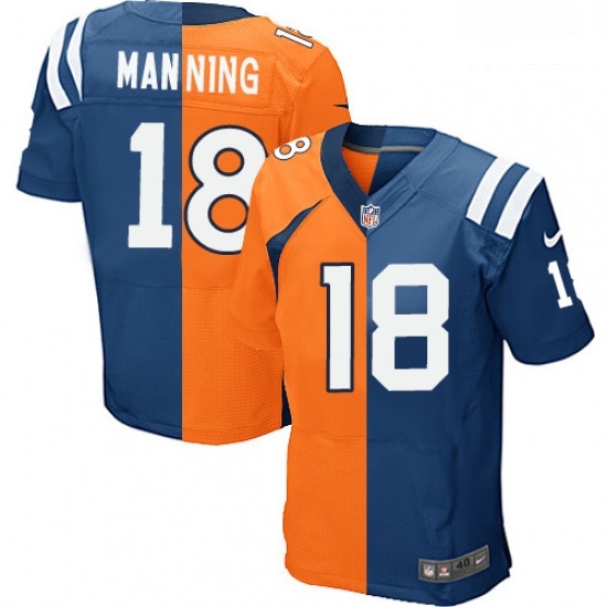 Men Nike Indianapolis Colts 18 Peyton Manning Elite Royal BlueOrange Split Fashion NFL Jersey Men Nike Indianapolis Colts 18 Peyton Manning Elite Royal BlueOrange Split Fashion NFL Jersey